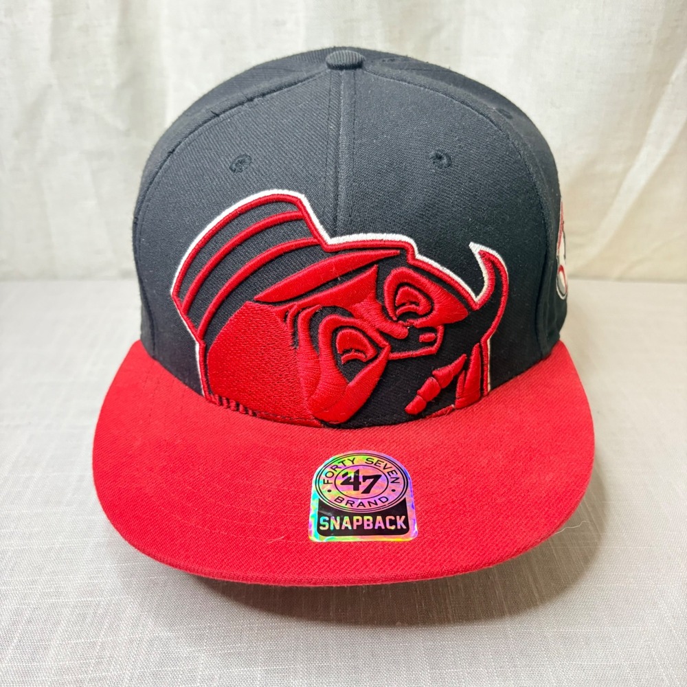 47 Brand Cincinnati Reds Snapback Hat Mr Redlegs MLB Cooperstown Black Red Cap